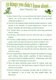 English Worksheet: Saint Patricks Day