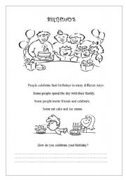 English Worksheet: BIRTHDAYS