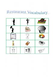 English worksheet: Restuarant Vocabulary Flashcards Double-sided