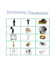 English Worksheet: Restuarant Vocabulary Flashcards Double-sided