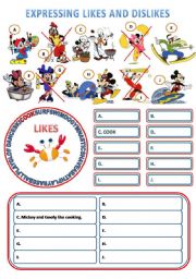 English Worksheet: EXPRESSING LIKES - AFFIRMATIVE AND NEGATIVE FORMS