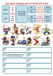 English Worksheet: VERB TO LIKE - INTERROGATIVE FORM (YES/NO QUESTIONS)