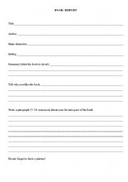 English worksheet: book report form