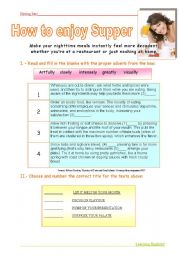 English Worksheet: Enjoy Supper-Reading