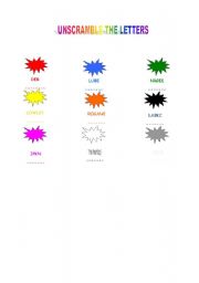 English Worksheet: Colour mess