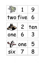 English Worksheet: number bingo