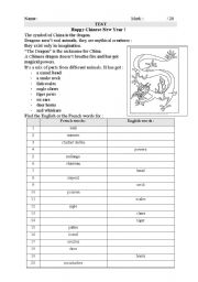 English worksheet: Happy Chinese New Year ! EASY TEST ON DRAGONS