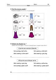 English worksheet: EASY TEST ON CLOTHES