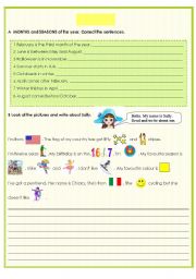 English Worksheet: REVISION - months, seasons, likes, dislikes