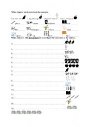 English worksheet: singular plural and there is- there are