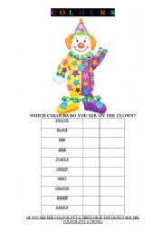 English worksheet: colours