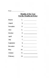 English worksheet: Months of the Year