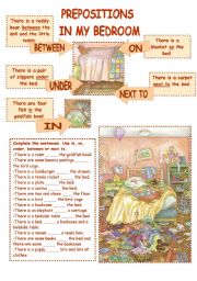 English Worksheet: Prepositions in my bedroom