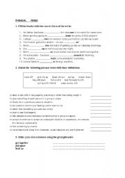 English Worksheet: !!! PHRASAL  VERBS  EXERCISES !!! ->> THE  KEY  INCLUDED 