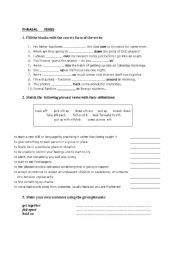 English Worksheet: !!! PHRASAL  VERBS  EXERCISES !!! ->> THE  KEY  INCLUDED 