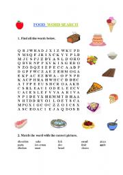 English Worksheet: FOOD WORDSEARCH