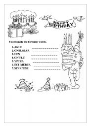 English Worksheet: BIRTHDAYS