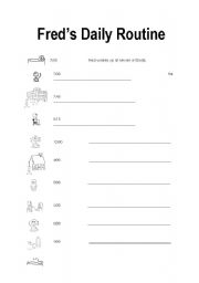 English worksheet: Freds Daily Routine