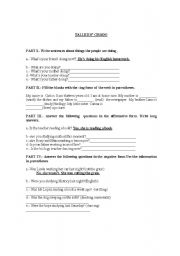 English worksheet: Uses of present and past continuos 