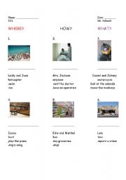 English worksheet: Places Around Town:  Where, HOW, WHAT (part 2)