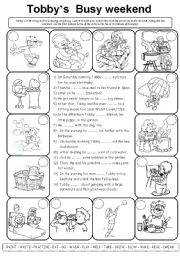 English Worksheet: Tobbys busy weekend - Past Simple regular and irregular