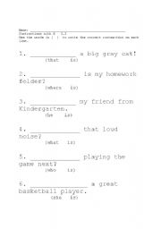 English Worksheet: Contractions with s