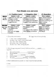 English Worksheet: Past Simple (be) was/were