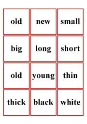 English worksheet: memory game opposites