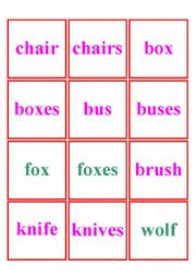 English Worksheet: Memory game  plurals