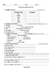 English Worksheet: present Simple Worksheet