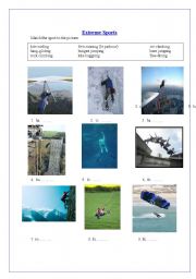 English Worksheet: Extreme sports - matching activity