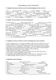 English Worksheet: PAST SIMPLE vs. PAST CONTINUOUS