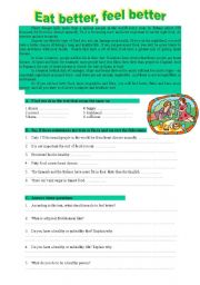 English Worksheet: Eat better, feel better