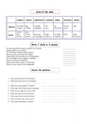 English Worksheet: Days of week and everyday activities