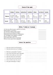 English worksheet: Days of week and everyday activities