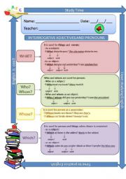 Interrogative adjectives, Pronouns and Adverbs - part 1