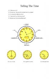 English Worksheet: Telling The Time