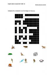 English Worksheet: animals crossword