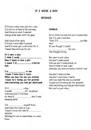 English Worksheet: IF I WERE A BOY