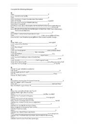 English Worksheet: dialogue