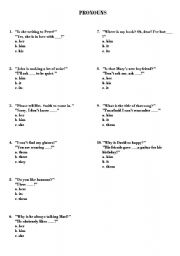 English worksheet: Pronouns