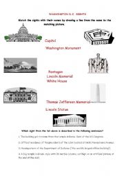 English Worksheet: Washington D.C. Sights