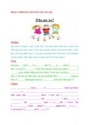 English Worksheet: WHO ARE WE?