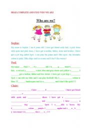 English worksheet: WHO ARE WE?