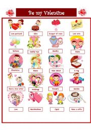 English Worksheet: VALENTINES DAY PICTIONARY