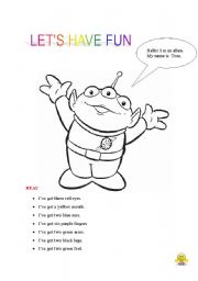 English Worksheet: lets colour