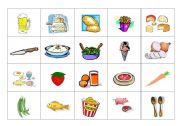English worksheet: Concentration Cards - Food (1 of 2)