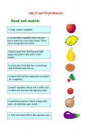 English worksheet: FRUIT AND VEGETABLES