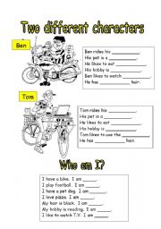 English Worksheet: Two different characters