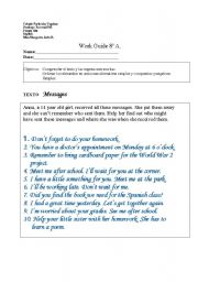 English worksheet: Messages